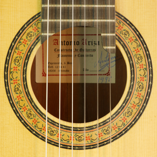 Antonio Ariza klassische Gitarre Fichte, Cocobolo, 1998, Rosette, Schild