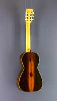 John Ray Romantische Gitarre, historischer Nachbau nach Antonio Lorca de Garcia, Malaga (1857), Fichte, Palisander, Baujahr 2004, Rückseite