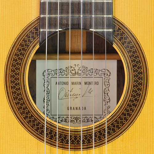 Antonio Marin Montero klassische Gitarre Fichte, Palisander, 1986, Rosette, Schild