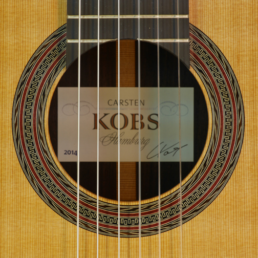 Carsten Kobs Meistergitarre Doubletop Zeder, Palisander, 2014, Rosette, Schild