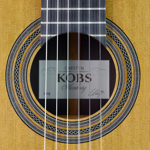 Carsten Kobs Meistergitarre Doubletop Zeder, Palisander, 2012, Rosette, Schild