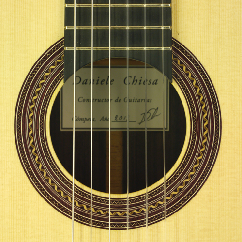 Daniele Chiesa Meistergitarre Fichte, Palisander, Mensur 64 cm, Baujahr 2012, Rosette, Schild