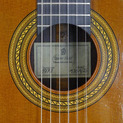 Dieter Hopf klassische Gitarre Zeder, Palisander, 1978, Rosette, Schild