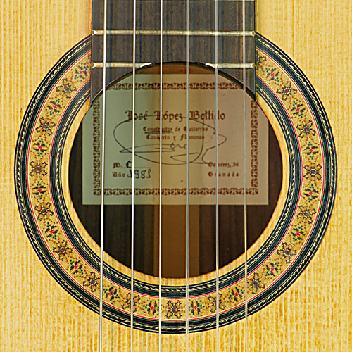 José Lopez Bellido klassische Gitarre Fichte, Palisander, Rosette, Schild