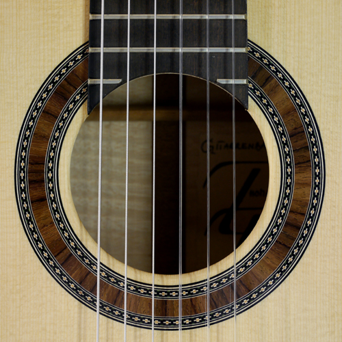 Thomas Friedrich klassische Gitarre Fichte, Ahorn, 2013, Rosette, Schild